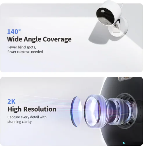 Vista 2 de Aqara G100, cámara de seguridad para interiores y exteriores 2K, video seguro HomeKit, audio de 2 vías, visión nocturna de color y infrarrojos, Negro