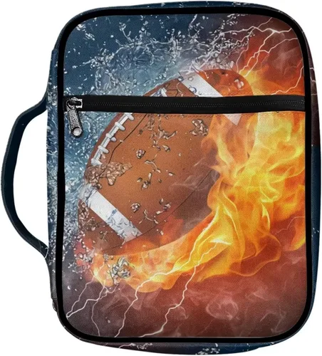 Vista 22 de Funda para la Biblia de Béisbol con Impresión de Agua y Fuego para Niños, Fundas Ligeras para la Biblia, Bolso de Mano para Estudio de la Biblia