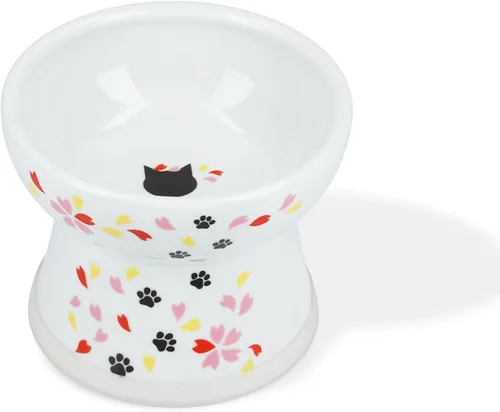 Vista 19 de Tazón elevado de comida para gatos Necoichi – Tazón elevado de cerámica para gatos para fatiga de bigotes y cuello, apto para lavavajillas