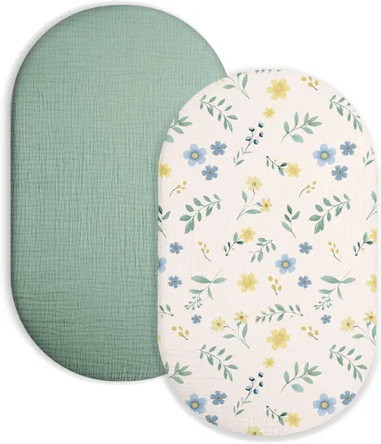 Vista 23 de Sábana de moisés para bebé niño y niña, sábanas ajustadas para colchón de moisés rectangular, ovalado, de reloj de arena, sábanas de cesta de Moisés