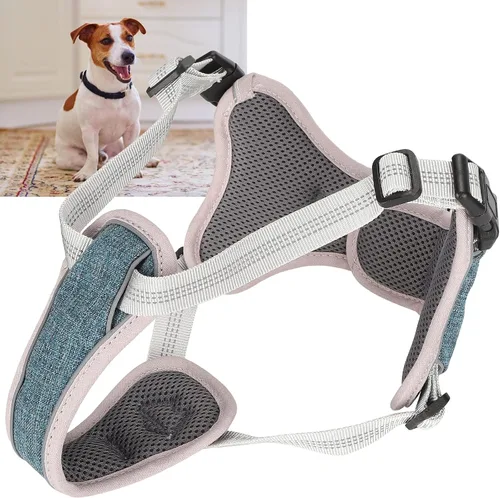 Vista 6 de Dog Vest Harness, Adjustable Reflective No Pull Chest Harness for Large Medium Dogs, Polyester Nylon Outdoor Walking Safety Strap (S)