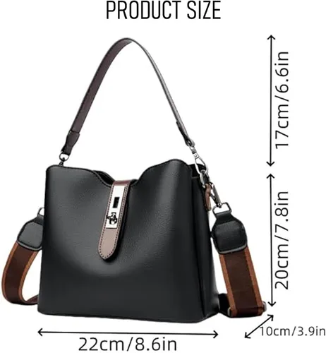 Vista 8 de Bolso de hombro estilo vintage para mujer, bolso de mano de piel sintética suave y holgado, bolso cruzado clásico simple para uso diario