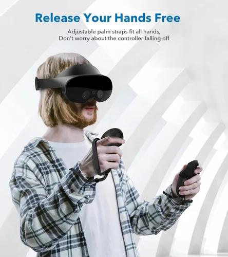 Vista 5 de YRXVW Controller Grips Cover for Oculus Meta Quest Pro, Silicone Hand Touch Grips Unibody Design with Adjustable Knuckle Strap Compatible with Quest