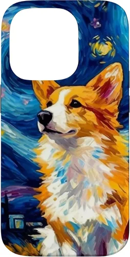 Vista 17 de Carcasa para iPhone 16 Welsh Corgi Dog Starry Night Van Gogh Welsh Corgi