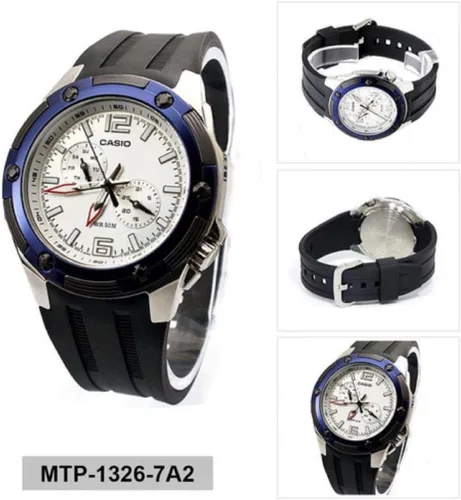 Vista 5 de Casio Reloj de cuarzo Core MTP1326-7A2V de resina plateada para hombre, Reloj de cuarzo
