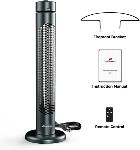 Vista 7 de ThermoMate Calentador eléctrico para patio, calentador infrarrojo IP65 de 1500 W para exteriores/interiores con control remoto, 8 niveles