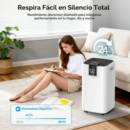 Vista 6 de Trazico Deshumidificador de 4000 pies cuadrados para sótano, con manguera Blanco brillante