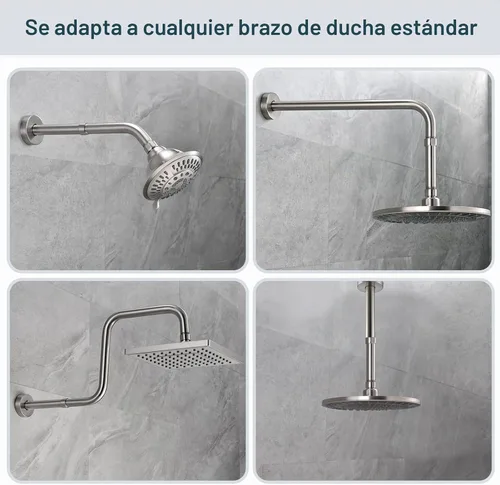 Vista 3 de BRIGHT SHOWERS Brazo Extensor de Ducha para Cabezal de Lluvia y de Mano, Brazo de Extensión de Cabezal de Ducha de 4 Pulgadas, Extensión de Tubo