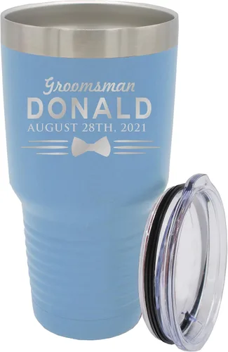 Vista 12 de Vaso de padrinos de boda grabado personalizado, taza de acero inoxidable aislada personalizada para padrino de boda, despedida de soltero, boda