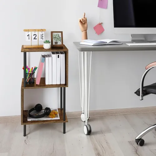 Vista 2 de ETELI Estantería corta de 3 niveles, estantería estrecha de pie, estantería pequeña con almacenamiento para granja, sala de estar, dormitorio