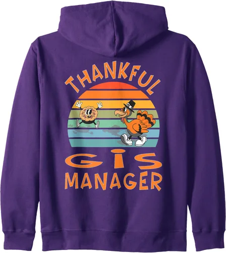 Vista 8 de GIS Manager Job Funny Thanksgiving Zip Hoodie