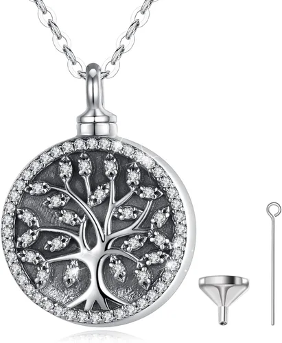 Vista 10 de Eusense Tree of Life for Ashes Urn Necklace Cremation Jewelry Oro