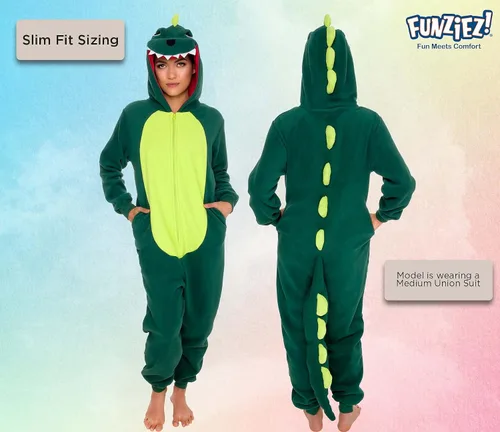 Vista 3 de Slim Fit Adult Onesie - Animal Halloween Costume - Plush Fruit One Piece Cosplay Suit for Women and Men by FUNZIEZ