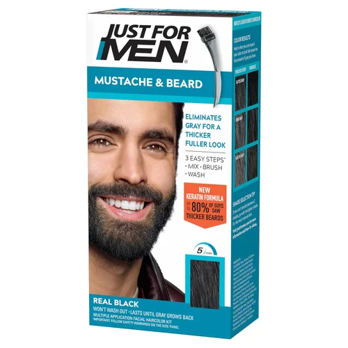 Vista 17 de Just For Men - Tinte para bigote y barba, tinte para barba para hombres con cepillo, incluye queratina, biotina, aloe vera y aceite de coco
