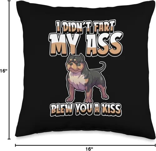Vista 4 de American Bully Gifts & Accessories American Bully Dog Pet I Didnt Fart My Butt Blew You A Kiss - Almohada de 16 x 16 pulgadas, multicolor