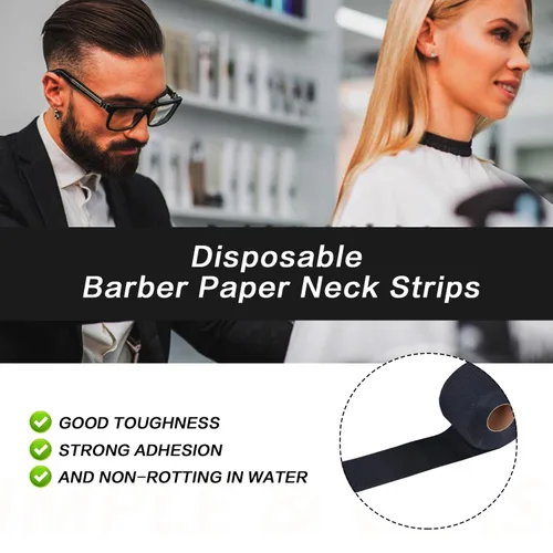 Vista 7 de Paquete de 2 tiras desechables para el cuello de peluquero de papel elástico profesional, protector para el cuello, herramienta de accesorios