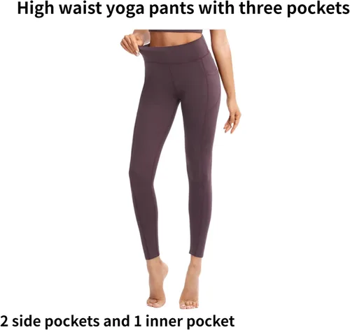 Vista 2 de SiiMMM Leggings de cintura alta para mujer, pantalones de yoga elásticos, pantalones casuales de moda, atléticos, yoga, gimnasio, entrenamiento