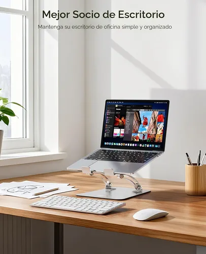 Vista 8 de Nulaxy Soporte para portátil totalmente ajustable para escritorio, elevador de computadora de aluminio plegable doble con ventilación térmica