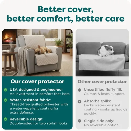 Vista 2 de Furhaven - Funda para muebles de sala de estar para perros y gatos, protector reversible de dos tonos, resistente al agua, lavable, color gris