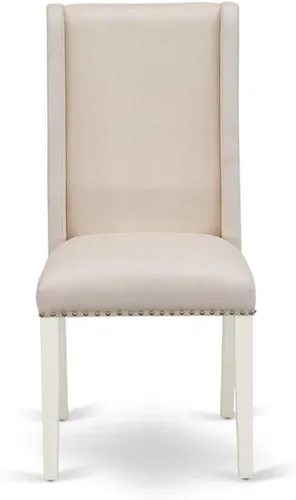 Vista 5 de East West Furniture HLFL3-LWH-01 Juego de mesa de comedor de 3 piezas contiene una mesa de cocina redonda con pedestal y 2 sillas de comedor Parson
