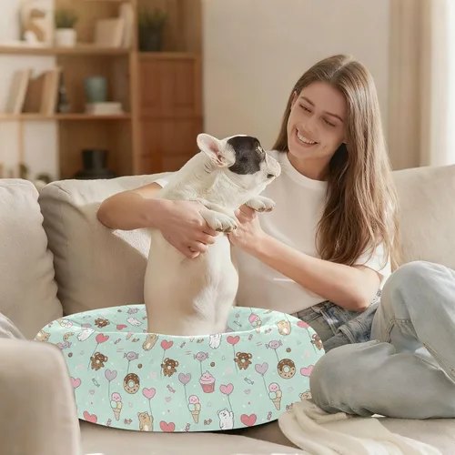 Vista 8 de Pet Dog Bed Calming Anti Anxiety Fluffy Cat Cave Bed for Extra Small Size Pets Supplies XS Cute Animals with Sweets