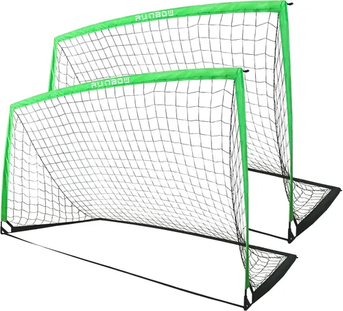 Vista 13 de Portería de fútbol infantil de 9 x 5 pies con bolsa de transporte, red de fútbol plegable portátil para entrenamiento en el patio trasero, uso