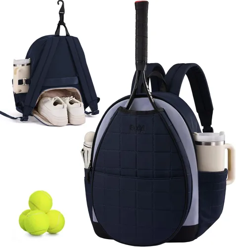 Vista 17 de Sucipi Bolsas de tenis para mujeres, Mochila bolsa acolchada para raqueta de tenis para raqueta de tenis, palas de pickleball, bádminton
