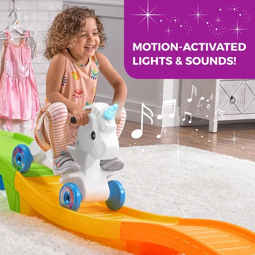 Vista 2 de Step2 Unicorn Up & Down Roller Coaster - Juguete de montaña rusa para niños, auto de empuje, juego para interiores y exteriores, hecho de plástico