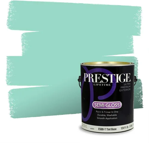 Vista 84 de Prestige Paints - Pintura exterior e imprimación en uno, 1 galón, plano, compatibilidad comparable con el color menta «Whipped Mint» de Behr
