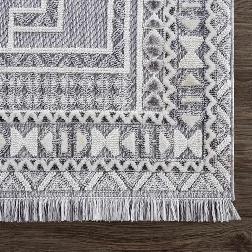 Vista 5 de Hauteloom Ethereal - Alfombra de pasillo con borde geométrico de medallón de diamante, estilo bohemio de transición, tribal azteca del suroeste