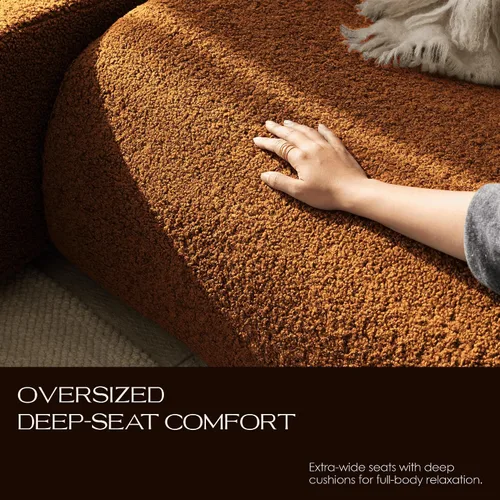 Vista 6 de Sofá individual modular curvado, sofá sherpa de espuma de 33 pulgadas, cómodos sofás de peluche para espacios pequeños, sofás modulares modernos