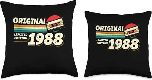 Vista 3 de Retro Limited Edition 1988 Cassette Tape 36th Birthday Throw Pillow
