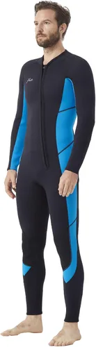 Vista 8 de Hevto Men Wetsuit 3/2mm Neoprene Front Zipper for Surfing Diving Negro