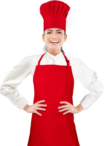 Vista 8 de Conjunto de delantal y sombrero de chef, sombrero de chef con cinta Negro