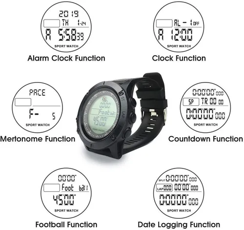 Vista 2 de Reloj de árbitro de fútbol profesional, cronómetro de memoria de 100 vueltas con temporizador de cuenta regresiva y modo silencioso, pantalla