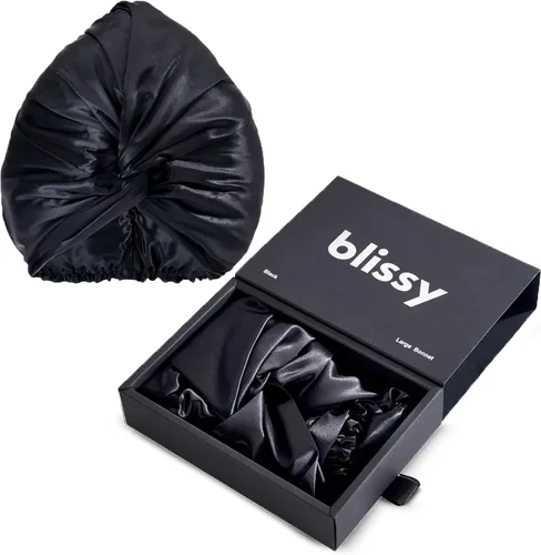 Vista 11 de BLISSY Gorro de seda para dormir para cabello largo y rizado, 100% seda de morera pura 22 momme 6a fibras de alta calidad
