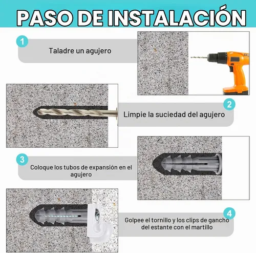 Vista 4 de Amyhill 20 Piezas Clips de Alambre Blancos para Estantes Clips de Bucle Hacia Abajo de Pared para Armarios Plástico Resistente Soporte de Estante