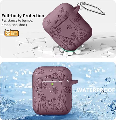 Vista 3 de Lerobo - Funda para AirPod de 2ª/1ª generación con llavero Malva ahumada