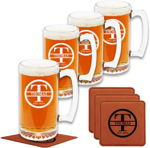 Vista 9 de Regalos personalizados para hombres – Vasos de cerveza grabados – Regalos de vidrio grabado personalizados para hombres y mujeres – Ideal