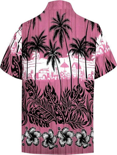 Vista 4 de LA LEELA Men's Hawaiian Shirt Short Sleeves Printed Button Down Summer Beach Dress Shirts