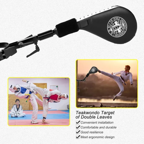 Vista 6 de Taekwondo Kick Pads, Kicking Boxing - Almohadillas de patada manos libres para artes marciales con soporte de montaje