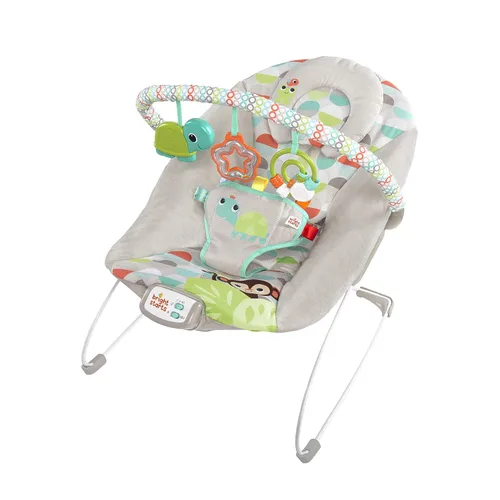 Vista 8 de Bright Starts Baby Bouncer Soothing Vibrations - Asiento para bebé, música, barra de juguete extraíble, 0-6 meses hasta 20 libras (Happy Safari)
