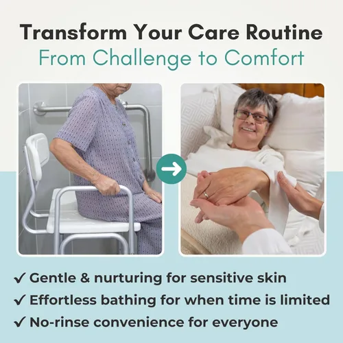 Vista 4 de Nurture XL - Toallitas corporales ultra gruesas para adultos con aloe 120 paños desechables extra grandes de limpieza húmeda sin enjuague, ducha