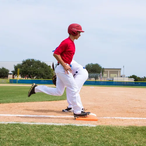 Vista 5 de Champion Sports Pro Double First Base – Primera base oficial de una pieza – Base fácil de instalar con anclajes de tierra, naranja