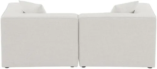 Vista 3 de Meridian Furniture 630Cream-S72B Colección Cube Modern Sofá modular tapizado de tela texturizada de lino contemporáneo, color crema, 72 pulgadas