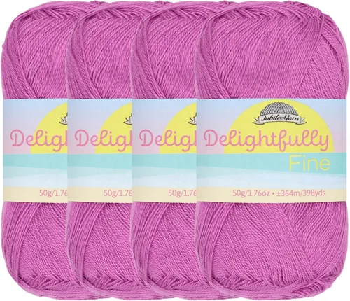 Vista 24 de JubileeYarn - Ovillo de hilo deliciosamente fino, 1.76 oz/madeja de rayón de bambú, color rosa polvo, 4 madejas