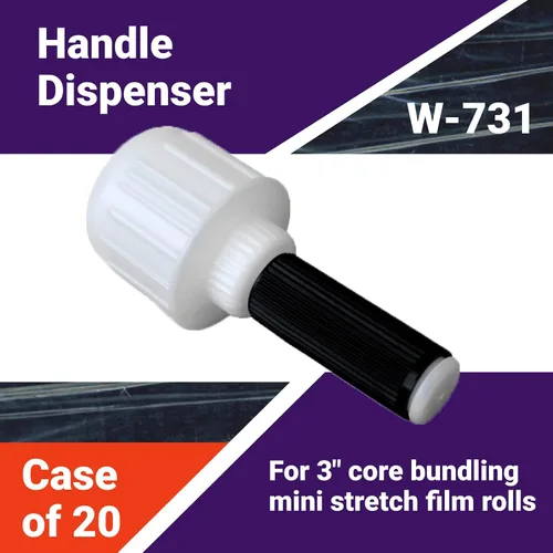 Vista 2 de IDL Packaging W-731 Dispensador de envoltura elástica para rollos de película miniatura de tamaño de núcleo de 3 pulgadas, mango ligero