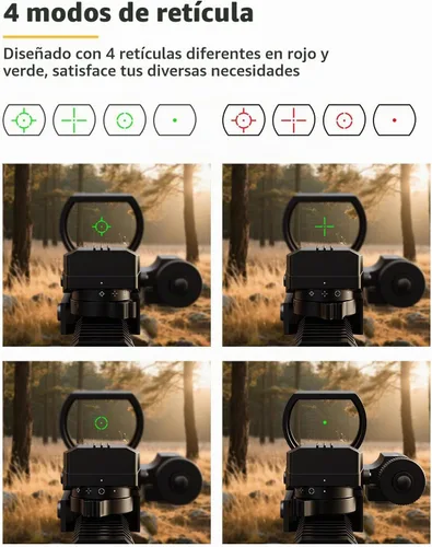 Vista 6 de CVLIFE 1X22X33 Visor Reflex Punto Rojo Visor Punto Rojo y Verde 4 Ópticas de Retícula con Láser Verde y Interruptor de Almohadilla de Presión