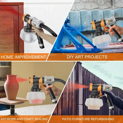 Vista 6 de Pulverizador de Pintura Mejorado - BATAVIA 700W HVLP Pistola de Pintura de Alta Potencia con Manguera de Aire de 1.83 m, 4 Boquillas y 3 Patrones