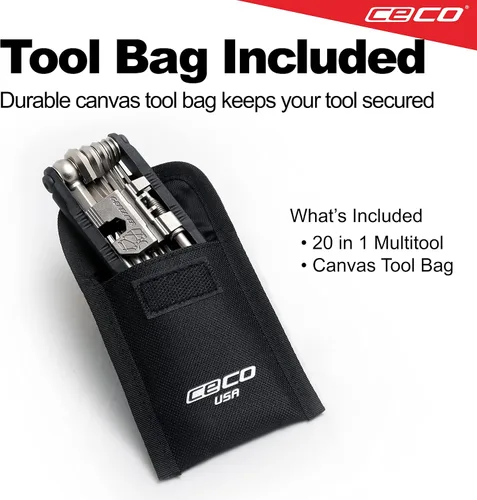 Vista 7 de CECO USA - Herramienta de bicicleta de 20 funciones con rompedor de cadena, multiherramienta para bicicleta, resistente, tamaño de bolsillo